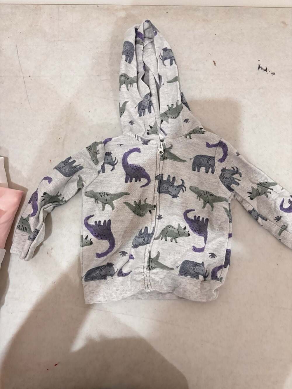Carter's Child of Mine Gray Dinosaur Print Zip-Up Hoodie Sweatshirt Size 18M